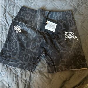 Darc Sport Black Leopard Print Bike Shorts with White Graphics